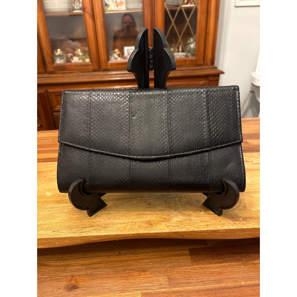 Unbranded Clutch Women OS Black good Snakeskin Embossed Vintage Style Bag